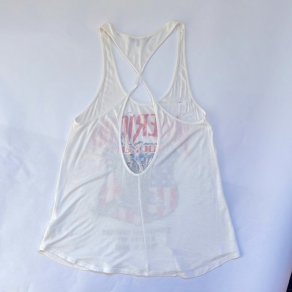 AMERICAN ROCKSTAR ROCK N ROLL DISTRESSED RACERBACK TEE - Picture 5 of 5